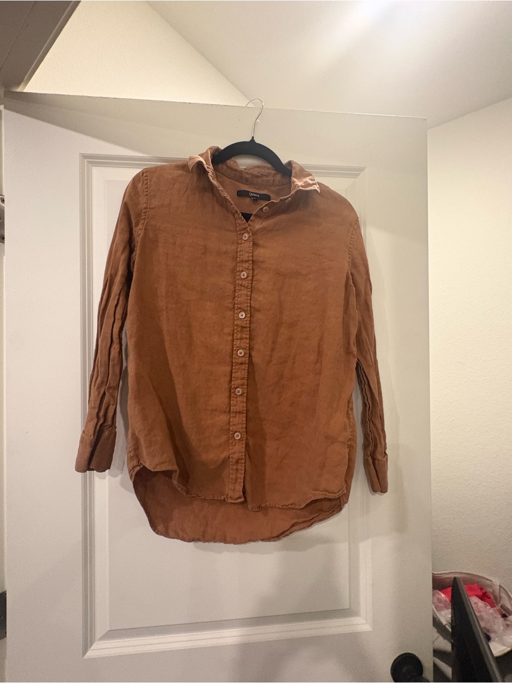 Quince 100% Linen Button Down Shirt Size Small | Rust Brown
